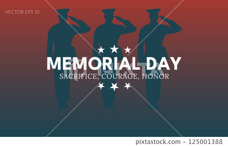 Saluting Soldiers with Sacrifice Courage Honor Message on Patriotic Gradient 125001388