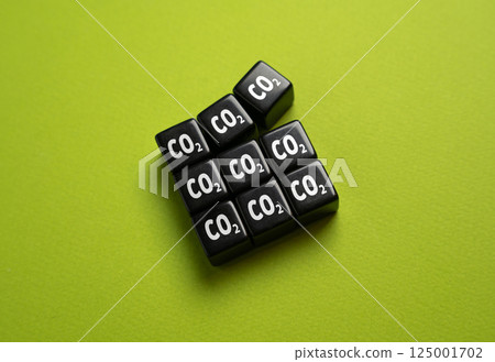 Accumulation of CO2 carbon dioxide through human activity. Personal carbon footprint, greenhouse gases. Unsustainable practices. Global warming. Renewable energy, conservation, and eco-friendly habits 125001702