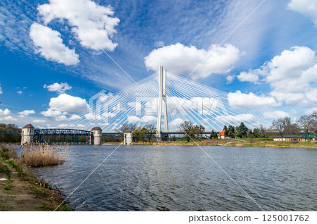 View on Oder river with dam and Redzin Bridge. View on Oder river with dam and Redzin Bridge. 125001762