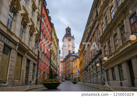 Rainy day in Gamla Stan, the old town of Stockholm, Sweden 125001829