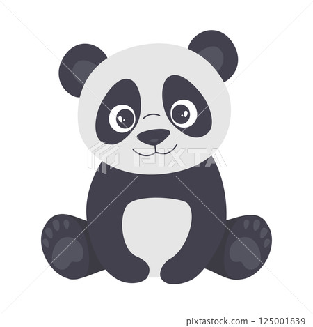 Vector illustration of panda. Cute silhouette teddy bear panda Vector illustration of panda. Cute silhouette teddy bear panda 125001839