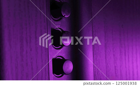 Volume And Tone Controls Of Music Speaker In Purple Light Volume And Tone Controls Of Music Speaker In Purple Light 125001938