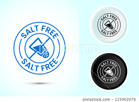 Salt free icon design illustration. No salt sign symbol, Sodium free icon in color black and white Salt free icon design illustration. No salt sign symbol, Sodium free icon in color black and white 125002078