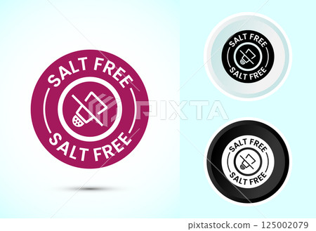Salt free icon design illustration. No salt sign symbol, Sodium free icon in color black and white 125002079