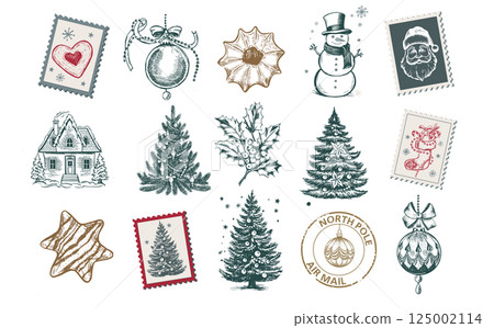 christmas, happy new year, vector 125002114