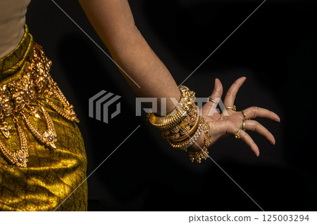 Khmer apsara traditional dance  performer hand gesture in cambodia 125003294