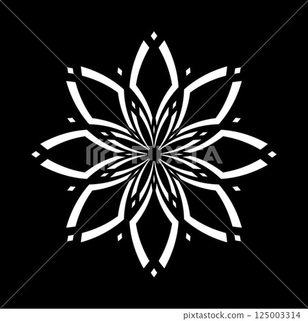 Abstract Flower Icon. Radial Floral Pattern. Decorative Design Element. 125003314