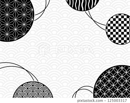 Japanese pattern background, monotone 125003317