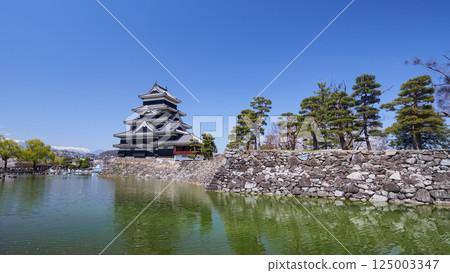 Matsumoto castle shining in the blue sky 125003347