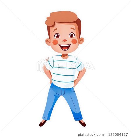smiling young boy in casual clothes 125004117