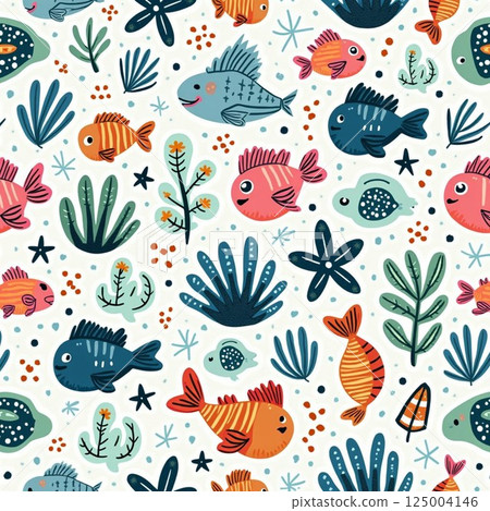Pattern, background, nautical pattern, drawing picture, wallpaper, fabric, decor, banner 125004146