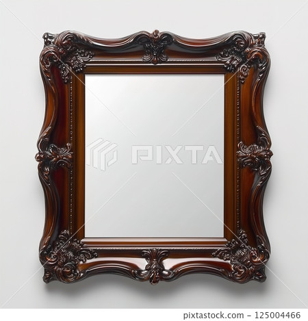 Ornate vintage artwork frame mockup, blank empty classic painting frame on the wall, closeup shot Ornate vintage artwork frame mockup, blank empty classic painting frame on the wall, closeup shot 125004466