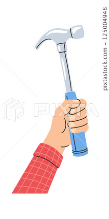 Person holding hammer hand drawn Person holding hammer hand drawn 125004948