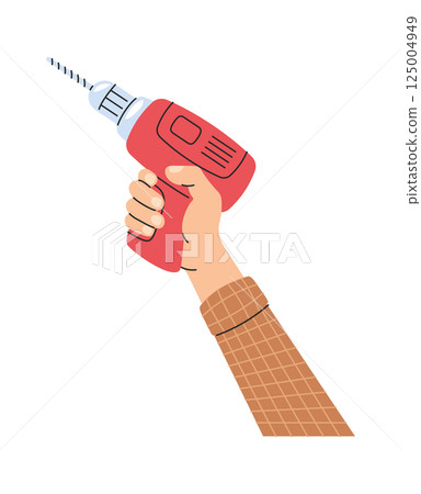Arm holding drill hand drawn Arm holding drill hand drawn 125004949