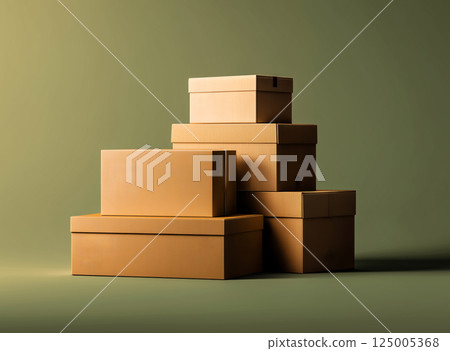 幾何排列的乾淨紙板箱 125005368