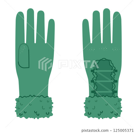 Igloo Fur Gloves Wrist length emerald green cartoon Fashion hand accessory clothing technical illustration garment. Igloo Fur Gloves Wrist length emerald green cartoon Fashion hand accessory clothing technical illustration garment. 125005371