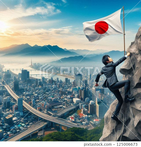 Salaryman climbing a cliff Salaryman climbing a cliff 125006673