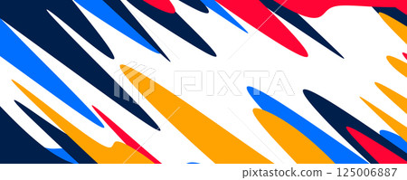 Colorful Abstract Geometric Background With Red, Blue, Yellow Shapes On White. Modern Dynamic Pattern For Poster, Banner, Cover, Or Branding Design. Vector Illustration 125006887