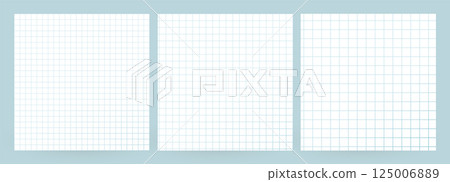 Blank Grid Paper Background Set With Blue Lines For Math, School, Notes, Design Projects. Clean Empty Template Collection On Light Background. Vector Illustration. 125006889