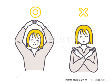 一位女士擺著圓圈和十字架的插圖素材 125007089