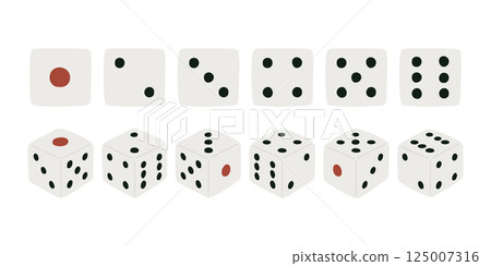 一組 3D 和 2D 骰子插圖 125007316