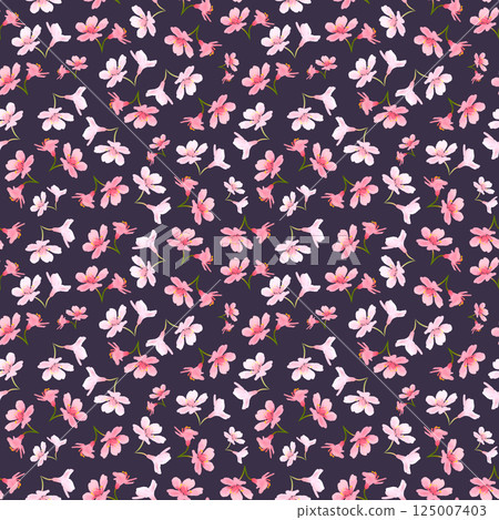 Cherry blossom flower numbers with pink petals and sakura flowers for printing, cards, posters 125007403