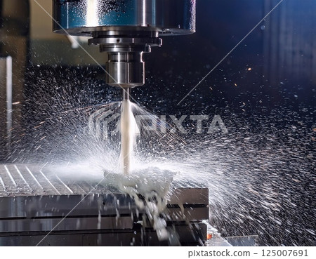 CNC milling machine processing on steel with cooling 125007691