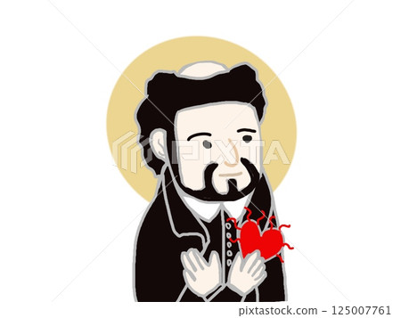 Priest holding a heart and praying to God Priest holding a heart and praying to God 125007761