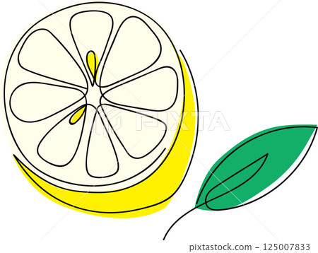 A stylish lemon illustration material drawn in one stroke A stylish lemon illustration material drawn in one stroke 125007833