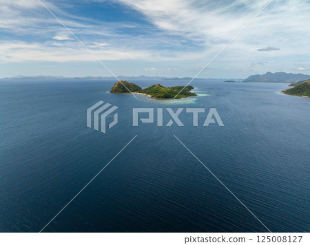 Island with beach and palm trees. Dimanglet Island in Coron, Palawan. Philippines. Island with beach and palm trees. Dimanglet Island in Coron, Palawan. Philippines. 125008127