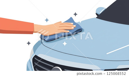 Illustration of a car hood being waxed to make it shine Illustration of a car hood being waxed to make it shine 125008552