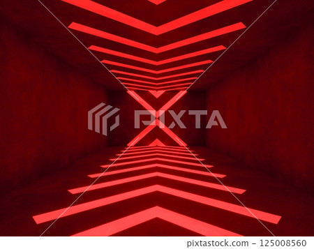 interior empty space with red lighting, 3d rendering 125008560