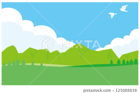Mountains and blue sky vector illustration background material 125008839