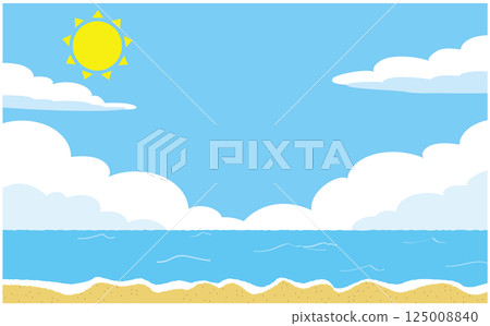 Ocean and sun vector illustration background material 125008840