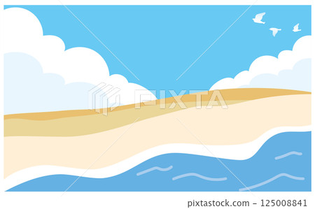 Sand dunes and ocean background vector illustration material 125008841