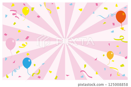 五彩紙屑和氣球粉紅色背景插圖素材 125008858