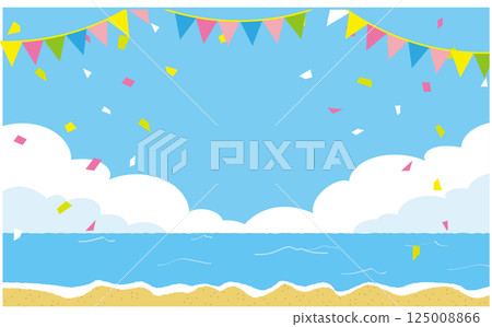 節日裝飾和五彩紙屑的海洋的可愛背景材料 125008866