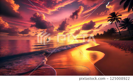 熱帶黃昏，天空熾烈 125008922