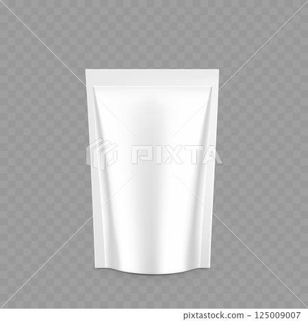 White Stand-Up Pouch Packaging Mockup for Food or Liquid Vector 125009007