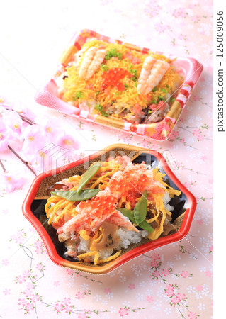Chirashizushi, a traditional Japanese dish with bright colors Chirashizushi, a traditional Japanese dish with bright colors 125009056