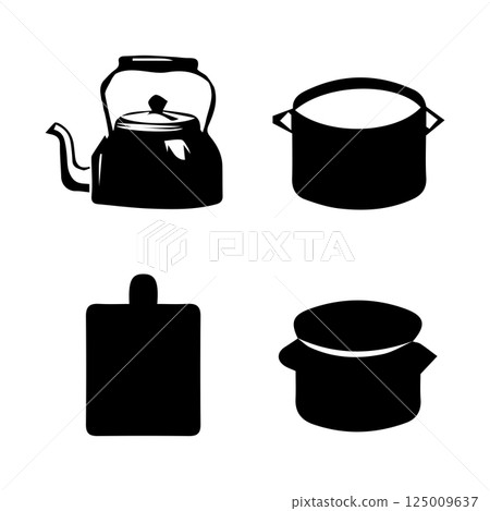 pan and kitchen utensils icon 125009637