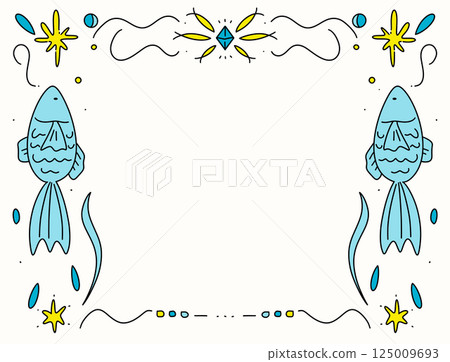Beautiful hand-drawn fish frame 125009693