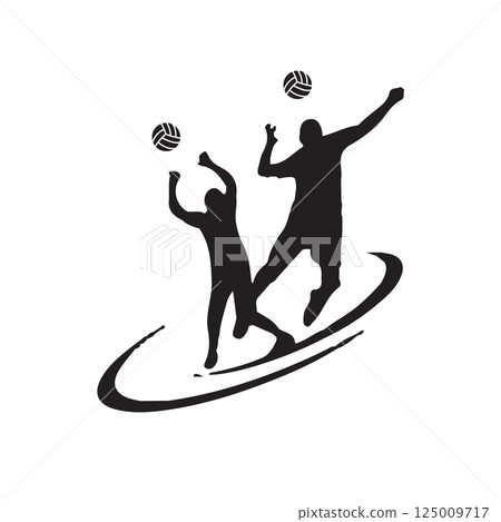 icon of person playing volleyball symbol illustration 125009717