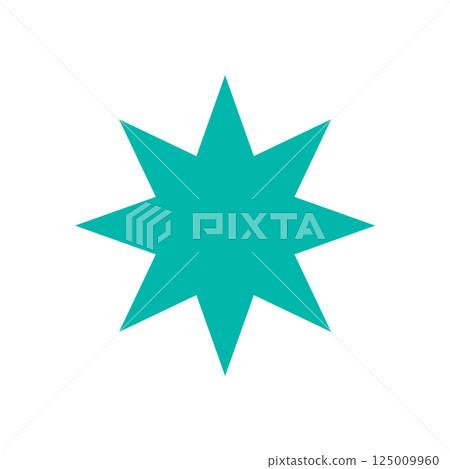 Bold star shape icon. Abstract symbol and graphic element. Modern design, flat format, contemporary aesthetic. Perfect for branding, decoration, and trendy applications. 125009960