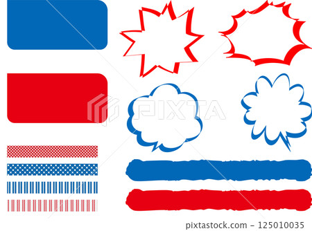 紅色和藍色手寫語音泡泡素材集 125010035