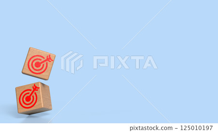 The Wood cube and Blue eye target for Business concept 3d Rendering. The Wood cube and Blue eye target for Business concept 3d Rendering. 125010197