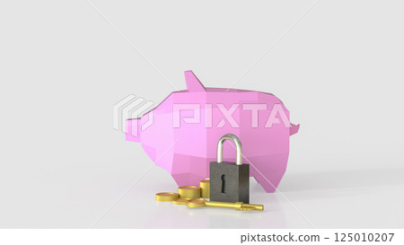 The Master key and Piggy Bank for earn or Saving concept 3d Rendering. The Master key and Piggy Bank for earn or Saving concept 3d Rendering. 125010207