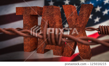 The Rusty Tax on USA flag for Business concept 3d Rendering. The Rusty Tax on USA flag for Business concept 3d Rendering. 125010215