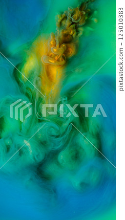 Colorful vapor. Paint background. Defocused blue yellow golden smoke green swirl wave water smog fluttering on white art abstraction. Colorful vapor. Paint background. Defocused blue yellow golden smoke green swirl wave water smog fluttering on white art abstraction. 125010383
