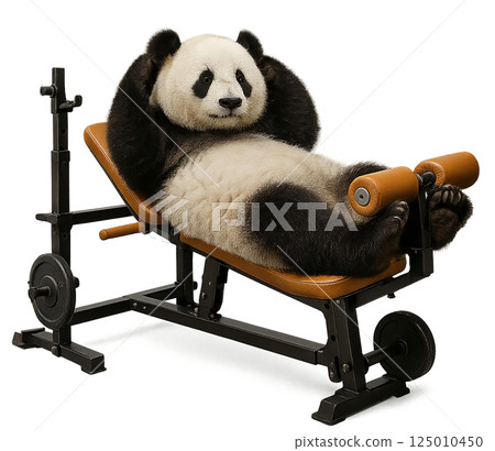 Panda working out his abdominal muscles 125010450